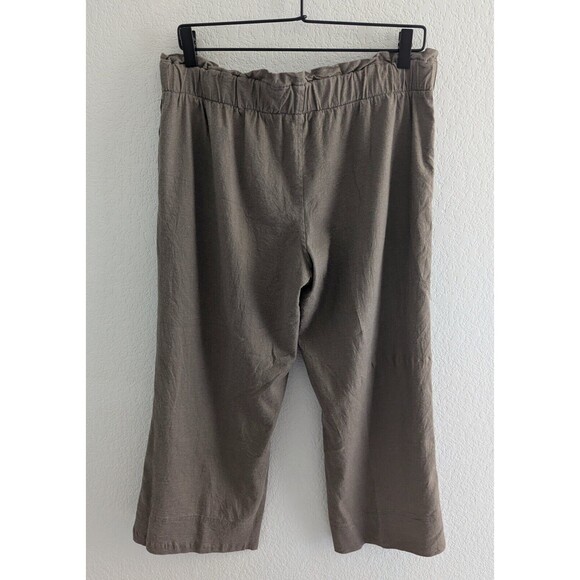 Brochu Walker Loana Pants Women's Size Large Brown Linen Blend Crop Bottoms - Picture 5 of 7